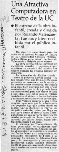 Una Atractiva computadora en teatro de la UC  [artículo].