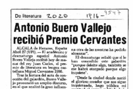 Antonio Buero Vallejo recibió Premio Cervantes  [artículo].