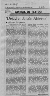 Dejad el balcón abierto  [artículo] Eduardo Guerrero.