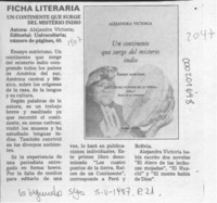 Un Continente que surge del misterio indio  [artículo].