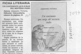 Un Continente que surge del misterio indio  [artículo].