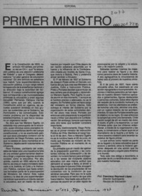 Primer Ministro  [artículo] Francisco Raynaud López.