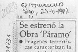 Se estrenó la obra "Páramo"  [artículo].