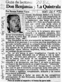 Don Benjamín y la Quintrala  [artículo] Hernán Poblete Varas.