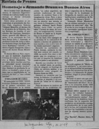 Homenaje a Armando Braun en Buenos Aires  [artículo].