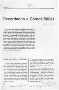Recordando a Gómez Millas  [artículo].