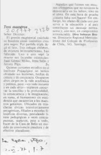 Tres maestros  [artículo] Diva Sobarzo Bravo.