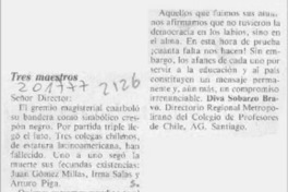 Tres maestros  [artículo] Diva Sobarzo Bravo.