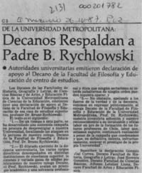 Decanos respaldan a Padre B. Rychlowski  [artículo].