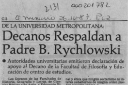 Decanos respaldan a Padre B. Rychlowski  [artículo].
