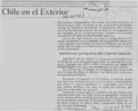 Presentan antología del cuento chileno  [artículo].