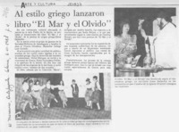 Al estilo griego lanzaron libro "El mar y el olvido"  [artículo].