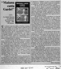 "Mañana canta Gardel"  [artículo] Martín Hopenhayn.