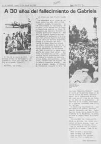 A 30 años del fallecimiento de Gabriela