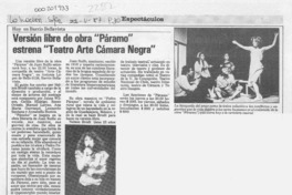 Versión libre de obra "Páramo" estrena "Teatro Arte Cámara Negra"  [artículo].