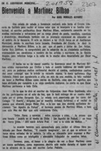 Bienvenida a Martínez Bilbao  [artículo] Raúl Morales Alvarez.