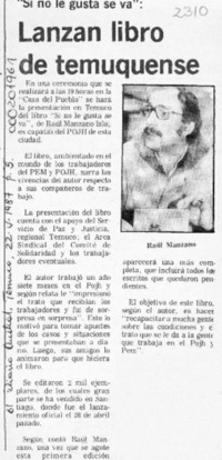 Lanzan libro de temuquense  [artículo].