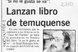 Lanzan libro de temuquense  [artículo].