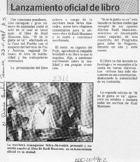 Lanzamiento oficial de libro  [artículo].
