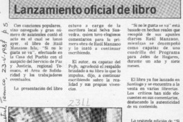 Lanzamiento oficial de libro  [artículo].