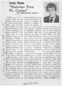 Antonio Montero, "Historias para no contar"  [artículo] Wellington Rojas Valdebenito.