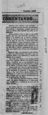 Comentando --  [artículo] Amparo Pozo.