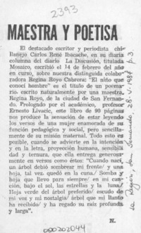 Maestra y poetisa  [artículo] N.