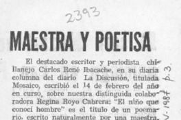 Maestra y poetisa  [artículo] N.