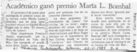 Académico ganó premio María L. Bombal  [artículo].