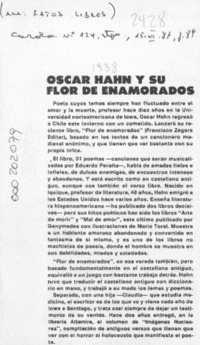 Oscar Hahn y su "Flor de enamorados"