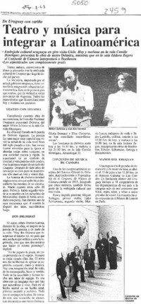 Teatro y música para integrar a Latinoamérica  [artículo].