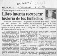 Libro intenta recuperar historia de los huilliches  [artículo]