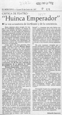 "Huinca emperador"  [artículo] Eduardo Guerrero.