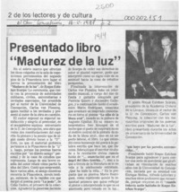 Presentado libro "Madurez de la luz"  [artículo]