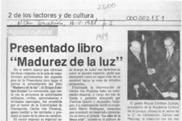 Presentado libro "Madurez de la luz"  [artículo]