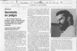 Secretaria en peligro  [artículo] D. O.