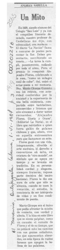 Un mito  [artículo] Andrés Sabella.