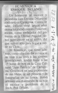 Homenaje a Enrique Délano  [artículo].