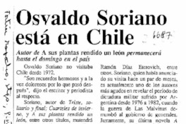 Osvaldo Soriano está en Chile  [artículo]