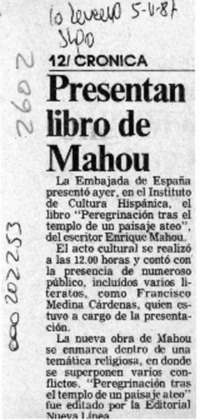 Presentan libro de Mahou  [artículo]