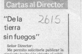 "De la tierra sin fuegos"  [artículo] Carlos Meissner Grebe.