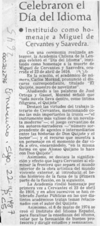 Celebraron el Día del Idioma  [artículo].