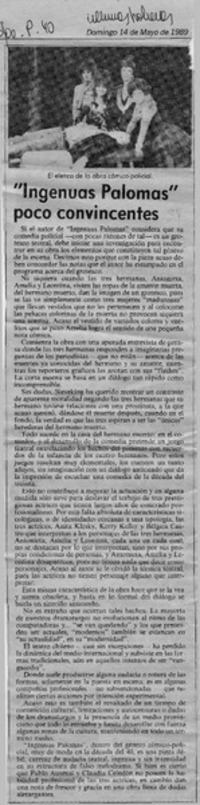 "Ingenuas palomas" poco convincentes  [artículo].