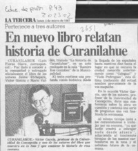 En nuevo libro relatan historia de Curanilahue  [artículo].Luis Flores Olave.