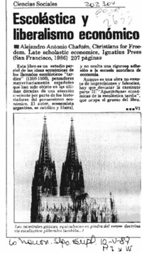 Escolástica y liberalismo económico  [artículo] Carlos Rodríguez Braun.