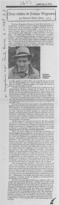 Once relatos de Enrique Wegmann