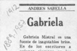 Gabriela  [artículo] Andrés Sabella.