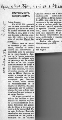 Entrevista sorpresiva  [artículo] René Meléndez.