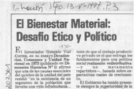 El bienestar material, desafío etico y político  [artículo].