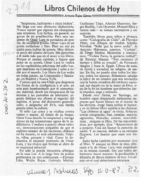 Libros chilenos de hoy  [artículo] Antonio Rojas Gómez.